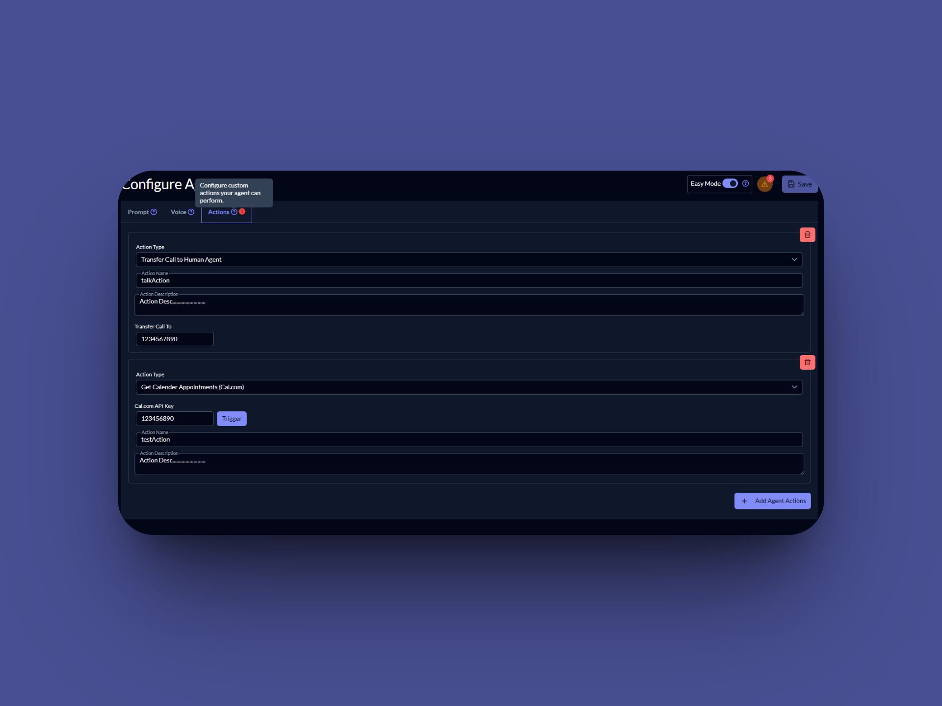 Action Configuration Step