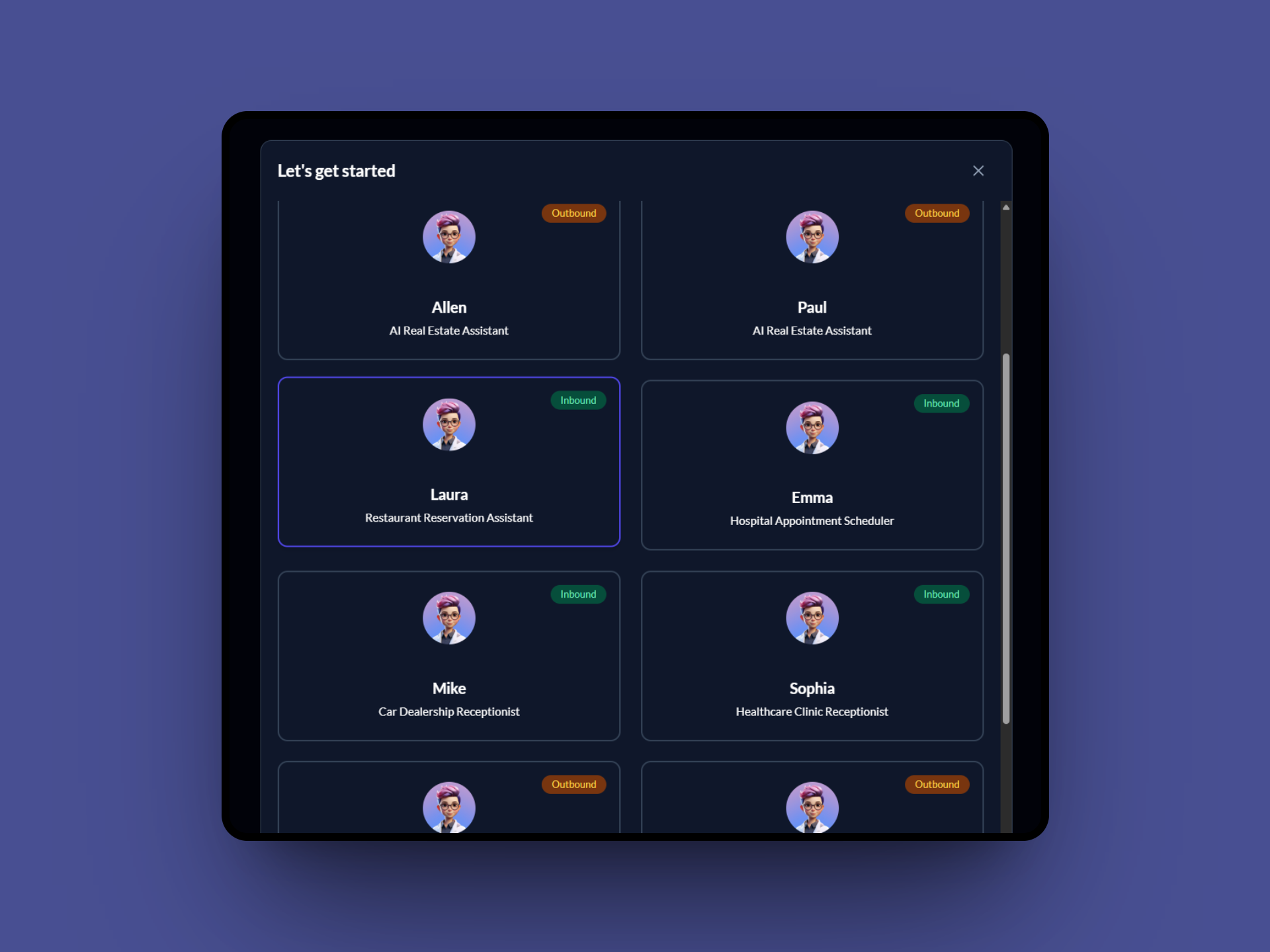 Choose Template Step